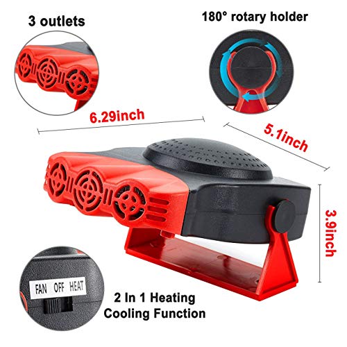 image for Bonaier Car Heater Defogger Fan, Portable Fast Heating Defrost Defogge