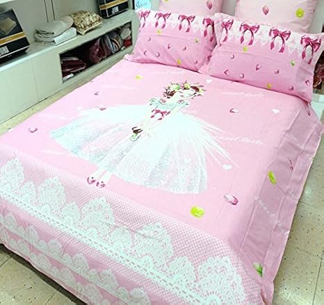 Lelva Pink Princess Bedding Sets Bedding For Girls Dress Girl