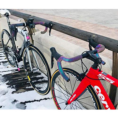 FOONEE 2 Rolls Bike Bar Tape, Color Reflective Bicycle Handlebar,Waterproof and Wear Resistant Bicycle Handlebar Grips Tape Wrap Cycling Grip Tape for Road Bikes, Mountain Bike, 215 cm / 84.6 inch