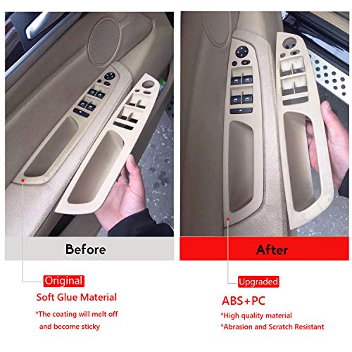 Jaronx for BMW X5/X6 Driver Side Door Handle,Window Switch Door Armrest Panel Pull Strap Trim Cover for BMW X5 2008-2013 and BMW X6 2008-2014 (Beige) - Thumbnail 2