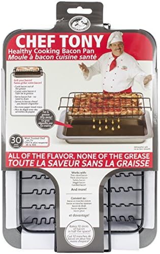 Chef Tony Healthy Cooking Baking Bacon Pan, Black by Chef Tony