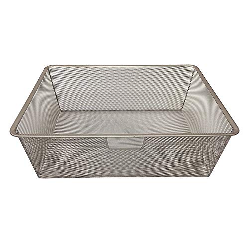 Knape & Vogt Closet Culture 16.5 in. D x 22.25 in. W x 7 in. Wire Mesh Basket in Champagne Nickel