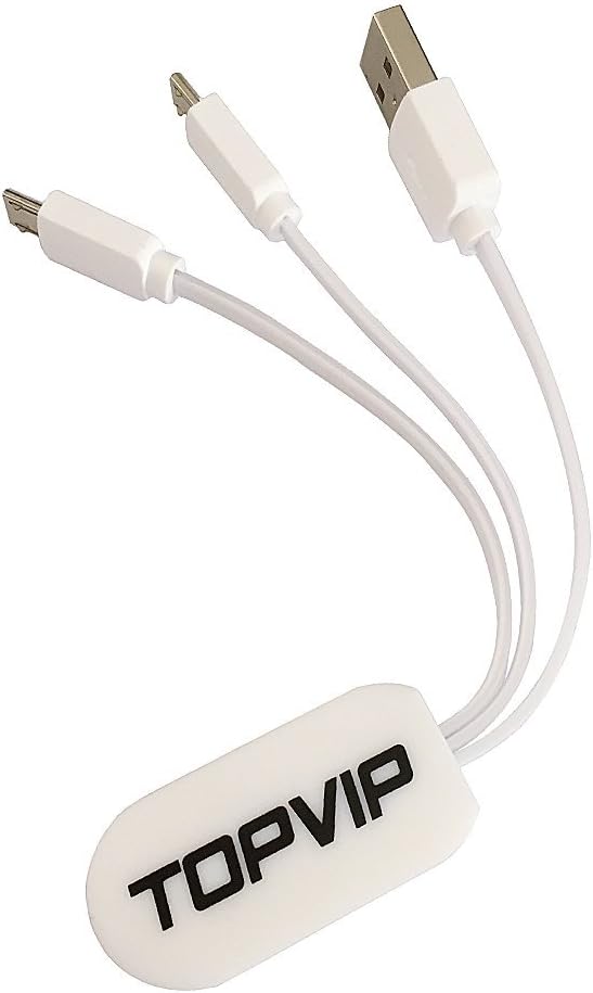TOPVIP 2IN 1 USB2.0 A to 2 MICRO B Short Cable,TOP Quality Durable Rugged Oblate Fast Charging Quick Speed Charger cord for Android, Samsung,HTC,Nokia,LG,Motorola,Smartphone,Tablet