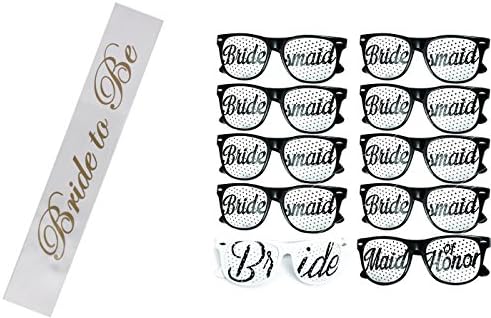 Bachlorette4Ever Bachelorette Party favors Set – Includes 10 Sunglasses, 1 “Bride to be” Sash + 10 Willy straws