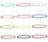 Besteel 12 PCS Womens Rubber Necklace Chain Double Line Tattoo Choker Necklace Stretch Elastic Set for Teen 80s 90s