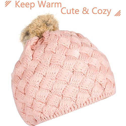Zodaca Winter Warm Comfort Soft Crochet Pom Pom Beanie Knit Hat For Baby, Boys, Girls, Infant, Toddler, Pink - Thumbnail 5