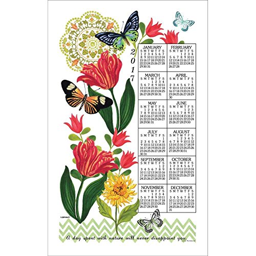 2017 Floral Fantasy Jennifer Brinley Linen Calendar Towel (F3340)