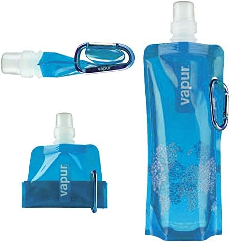 Vapur Blue-Collapsible Water Bottle Portable Reusable BPA Free Best Water Bottle Pouch Flask Bag Ice Pack for Hiking Cycling Running Jogging Workouts Gym Summer Camp or Travel