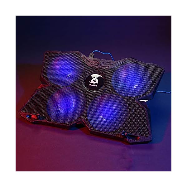 KLIM-Wind-Laptop-Cooling-Pad-The-Most-Powerful-Rapid-Action-Cooling-Fan-Laptop-Stand-with-4-Cooling-Fans-at-1200-RPM-USB-Fan-Compatible-New-2021-Version-Blue KLIM Wind Laptop Cooling Pad - More than 500 000 units sold - NEW 2023 - The Most Powerful Rapid Action Cooling Fan…