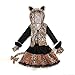 Lingway Toys Cheetah Costume for Girl's Halloween,Girl's Leopard Costume Dress with Tights,Glovelettes,Tail Medium(8-10)