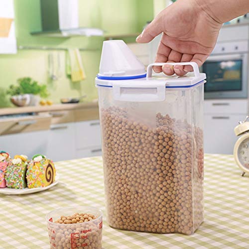 JISETY 2L Plastic Kitchen Food Storage Box Ornament Bins Cereal Grain Bean Rice Dispenser Container