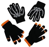 N'Ice Caps Boys Multi Pack Magic Stretch Glove Assortment (6-14yrs, Grey Skeleton/Orange Black)
