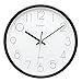 Plumeet Black Wall Clock Non Ticking Silent Quartz Round Clock Decorate Bedroom Home Kitchen Office - Battery Operated (White)