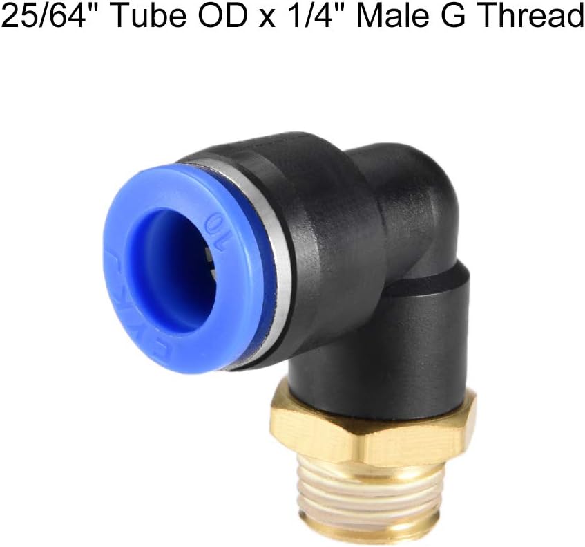 sourcing map Push to Connect Tube Fitting Male Elbow 10mm Tube OD x G1/8" Thread Pneumatic Air Push Fit Lock Fitting Blue - Image 4