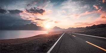 Amazon Com 12x6ft Sunset Highway Scenery Backdrop Banner