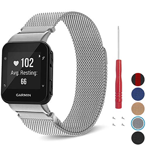 C2D JOY for Garmin Forerunner 35 Replacement Bands - Milanese Stainless Steel Bands for Garmin Forerunner 35 with Unique Magnet Lock, Silver(5.0-7.0IN) C2D JOY for Garmin Forerunner 35 Replacement Bands - Milanese Stainless Steel Bands for Garmin Forerunner 35 with Unique Magnet Lock, Silver(5.0-7.0IN)