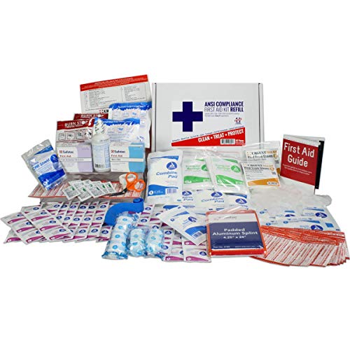 OSHA & ANSI First Aid Kit Refill/Upgrade, 50 Person, 196 Pieces, ANSI 2015 Class B - Includes Splint, Tourniquet, Tools, Single dose and More: Fill Your kit or use to Upgrade to Current regulations