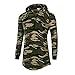 DAVID.ANN Mens Hipster Hip Hop Pullover Longline Side Zipper Long Sleeve Hooded T Shirt