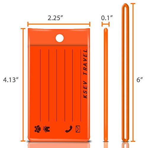 Luggage Tags 4 PACK, KSEV Travel Tags, ID Labels, Name Card Holder for Baggage Bags Suitcases Backpacks (Orange/Yellow) - Thumbnail 4