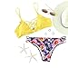 SweatyRocks Women's Bikini Set Yellow Floral Print Criss Cross Bathing Suit, Yellow, Medium