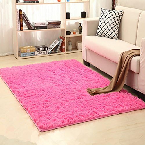 Bnxbb Ultra Soft 2.5Cm Thick Indoor Modern Shag Area Rugs Pads ,Rectangle ,Size:24 x 47 Inch(60Cm X 120Cm)(Hot Pink)