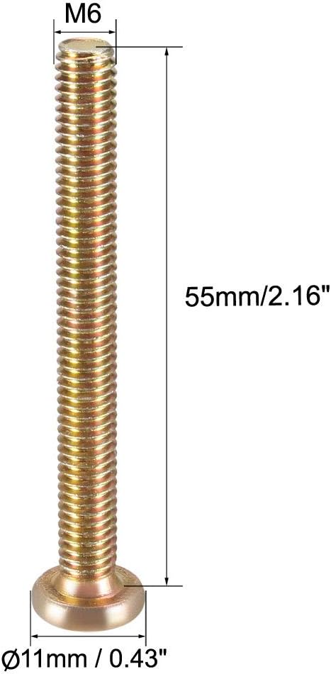sourcing map M6x55mm Furniture Screw Hex Socket Machine Screws Zinc Plated Fasteners Bolts Full Thread Carbon Steel 10Pcs - Image 3