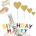 Money Cake Pull Out Kit Include Pulling Money Box, Plastic Roll with 20 Transparent Bags, Happy Birthday Cake Toppers, 7 Heart Cupcake Picks for Graduation Wedding Party Decorations