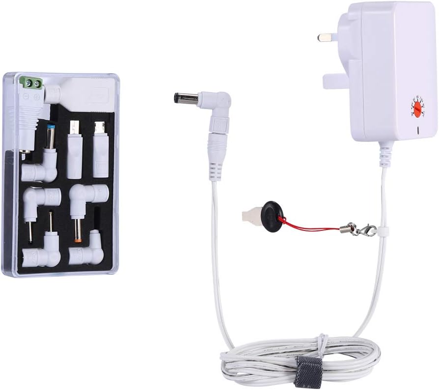 DEYF 18W Universal AC Adapters DC 3V 4.5V 5V 6V 7.5V 9V 12V Multi Voltage Switching Power Adapter + 10 DC Tips For household,office Electronic Device (White）