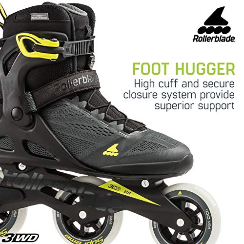 Rollerblade Macroblade 100 3Wd Men's Adult Fitness Inline Skate, Anthracite/Neon Yellow, Medium 10.5