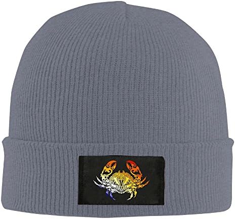 Kzjsr Cap colorful Crab Cartoon Colortone Women's Winter Beanie Pompoms Chunky Lined Acrylic Beanie Skull Hat Unisex