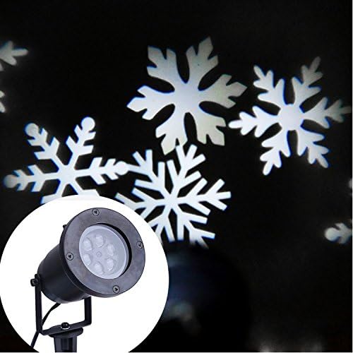 Ingleby Led Christmas Moving Snowflake Spotlight Waterproof Projector Light Xmas Decorative Light for Indoor and Outdoor Use (White)