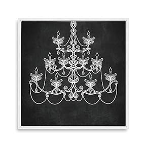 Framed Canvas Wall Art for Living Room, Bedroom Chandelier Silhouette XVII Canvas Prints for Home Decoration Ready to Hang - 16x16 inches