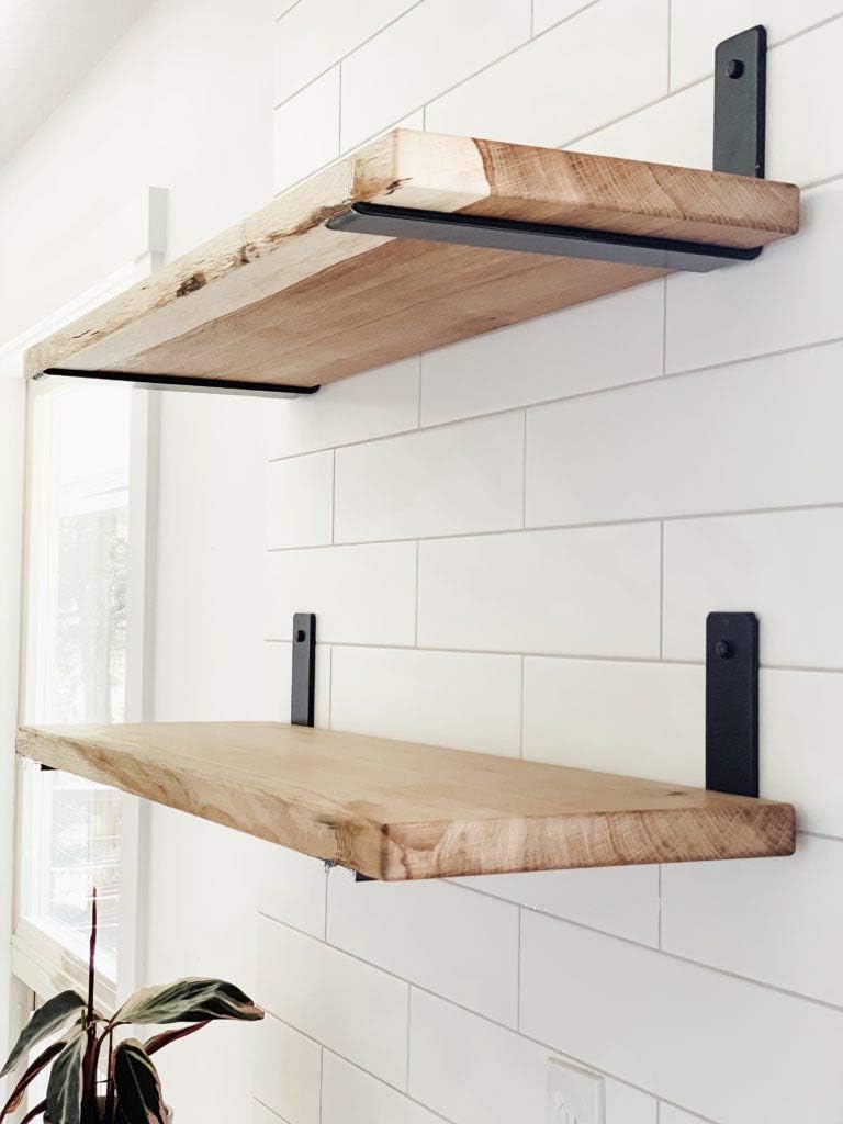 Shelf Brackets 10 Inch L Brackets Heavy Duty Gold Wall Brackets for Shelves Rustic Industrial Metal Wall Hanging Bracket for DIY Opening Shelves Screws Included: Home Improvement