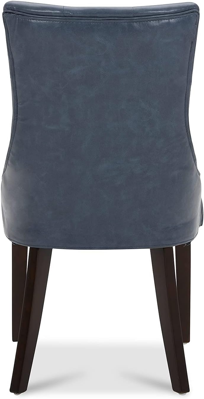 CHITA Dining Room Chairs, Leather Upholstered Tufted Kitchen Mid-Century Modern Padded Natural Chair-Dark Blue - Chairs