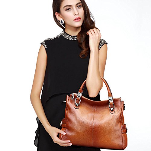 S-ZONE Women's Vintage Genuine Leather Tote Shoulder Bag Top-handle Crossbody Handbags Ladies' Purse