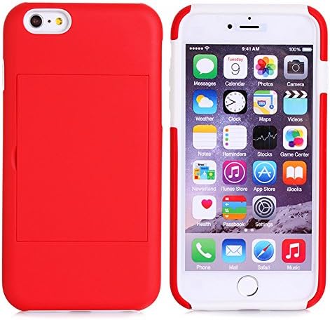 iPhone 6 Plus case,Coolpin (TM) iPhone 6 Plus Case Card Slot Steady Design Fashion and Cool Cheap TPU+Silicone Case Cover For iPhone 6 Plus（5.5 inch). (red+white)