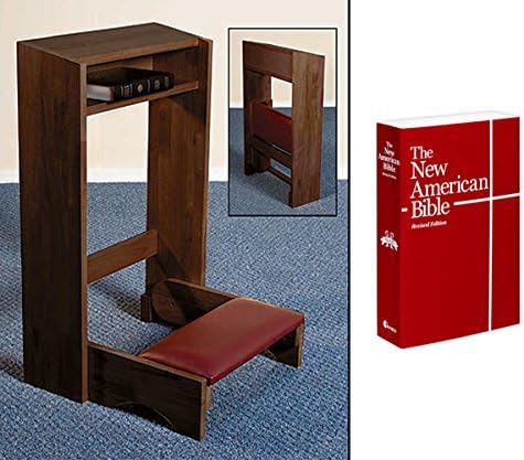 Robert Smith Church Travel Wooden Folding Prayer Kneeler in Walnut Finish, 32" With The New American Bible (NABRE) - Paperback Edition
