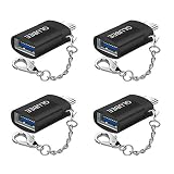 GLUBEE USB-C to USB 3.0 Adapter with Keychain USB Type C (Male) to USB Type A 3.0 (Female) SuperSpeed Adapter Compatible with MacBook Pro 2018, XPS 13, Pixel 3 and More (Pack of 4)
