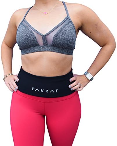 PakRat Running Belt Waist Pack – Runners Fold Over Belt, Fanny Pack for Jogging, Exercise or Travel, Holds Phone, Money, Keys - Now Customizable (Black, XX-Large)