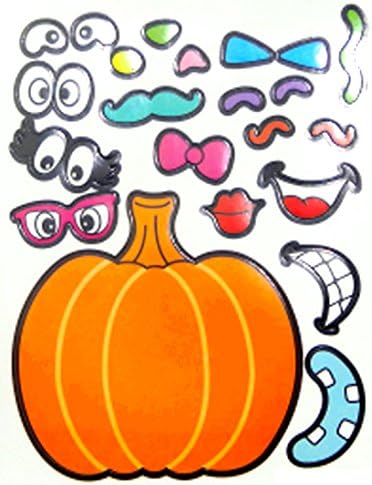 Pumpkin Stickers Faces Harvest Thanksgiving Decorating Decal Set of 24 Stickers