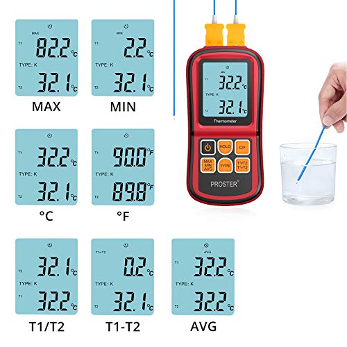 2 Proster+Thermocouple+Thermometer+Dual+Channel+Thermocouples