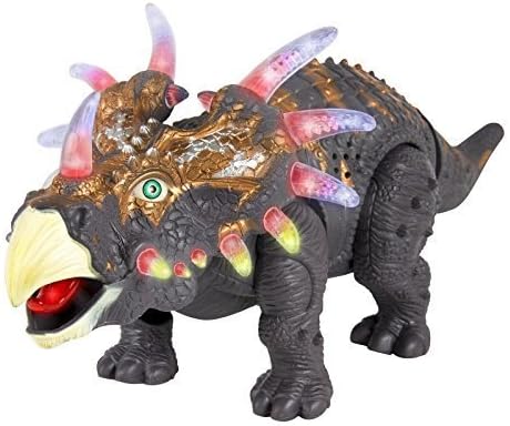 NEW Walking Dinosaur Triceratops Toy Figure with Many Lights &amp; Sounds, Real Movement by Nue Boss