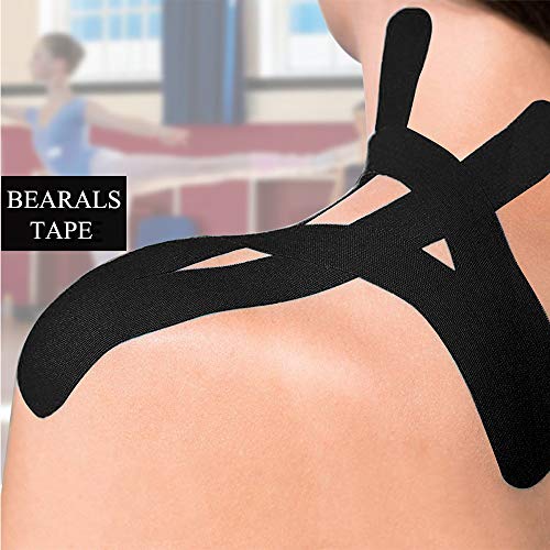 Bearals Kinesiology Tape, Elastic Therapeutic Sports Tape, Kinesiology Recovery Tapes for Shoulder Knee Elbow Ankle, Waterproof, Latex Free, 2”x 16.5 Feet Per Roll (Pack of 2)