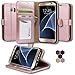 Abacus24-7 Galaxy S7 Edge Phone Case, Wallet with Leather Flip Cover and Stand, Rose Gold