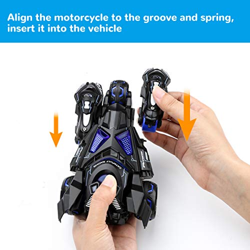 BestFire Pull Back Cars Toy, Kids Toy Large Push and Go Car with 2 Catapult Motorcycles, Sound and Lights Model Vehicle Car Toy, Birthday Party Gift Cool Present for Boys Girls Toddlers - Thumbnail 5