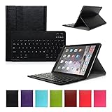 CoastaCloud iPad Air 2 Rechargable Wireless Bluetooth Keyboard Case with Folding Leather Folio Smart Fully Protect Case Cover Stand For Apple iPad Air 2 (Black)