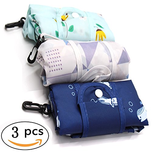 Elegant Styles Reusable Shopping Tote Travel Recycle Grocery Bags - 25" x 18" Super Loading Foldable to Save Space - Whales, Flowers & Checks(Various Styles) Great for Shopping Travel Outdoor