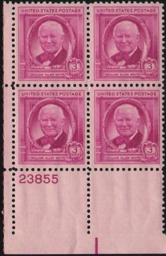 WILLIAM ALLEN WHITE ~ WRITER #960 Plate Block of 4 x 3 US Postage Stamps