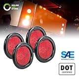 4pc 4" Round Red LED Trailer Tail Lights [DOT Certified] [Grommet & Plug Included] [IP67 Waterproof] Turn Stop Brake Trailer Lights for RV Jeep Trucks