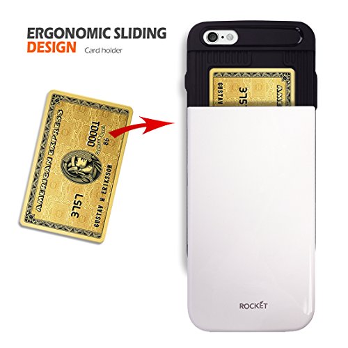 iPhone 6 / 6S Wallet Case [Card Slot] [Heavy Duty] Slim Fit Ergonomic Dual Layer Hybrid Tough Shield Front Screen Drop Protection Rubber Back Bumper Slide Cover Apple iPhone6 iPhone6S (White)